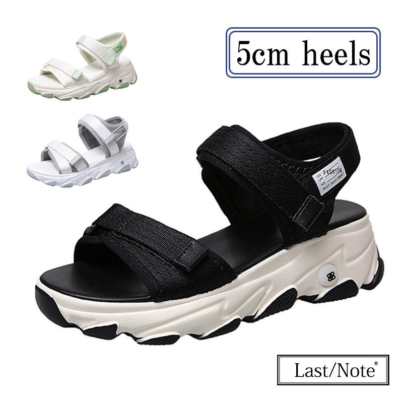 サンダルスニーカー レディース 厚底サンダル 5cmヒール ストラップサンダル 軽量 歩きやすい スポーティー 丈夫 variety | 