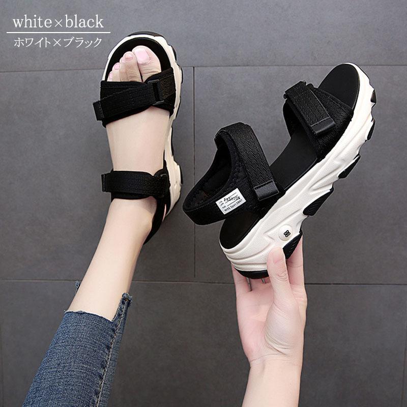 サンダルスニーカー レディース 厚底サンダル 5cmヒール ストラップサンダル 軽量 歩きやすい スポーティー 丈夫 variety |  | 03