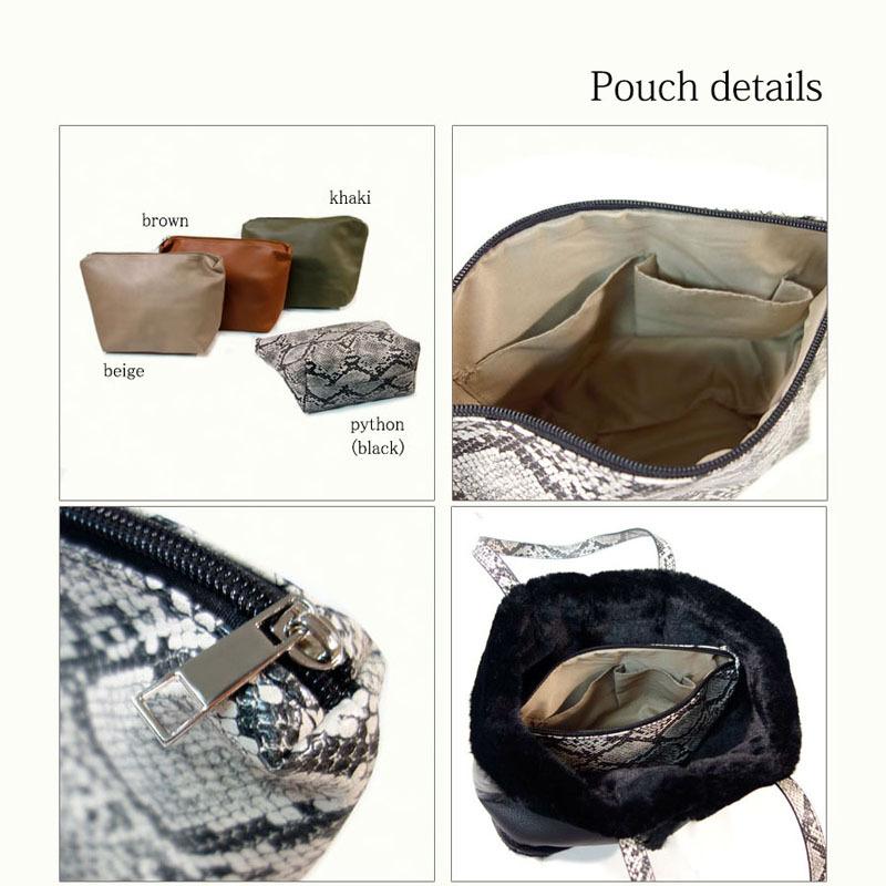 ムートン風バッグ リバーシブル トートバッグ レディース ポーチ付き インポーチ パイソン 柔らかい 大容量 |  | 12