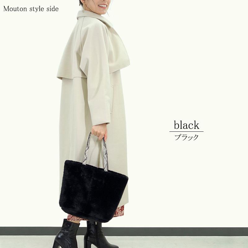 ムートン風バッグ リバーシブル トートバッグ レディース ポーチ付き インポーチ パイソン 柔らかい 大容量 |  | 06