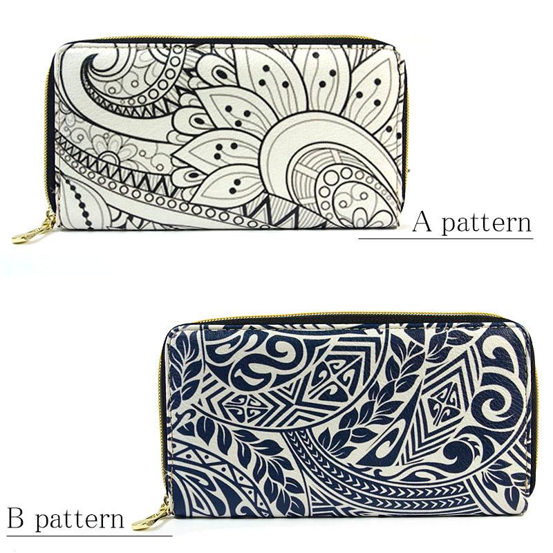 財布 レディース 長財布 ラウンドファスナー ロングウォレット 植物 花柄 防水 幾何学模様 8パターン |  | 13