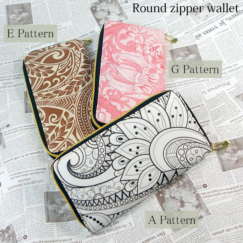 財布 レディース 長財布 ラウンドファスナー ロングウォレット 植物 花柄 防水 幾何学模様 8パターン |  | 05