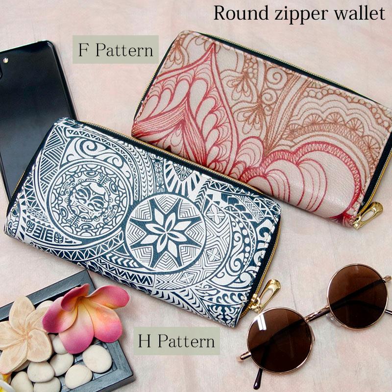 財布 レディース 長財布 ラウンドファスナー ロングウォレット 植物 花柄 防水 幾何学模様 8パターン |  | 07