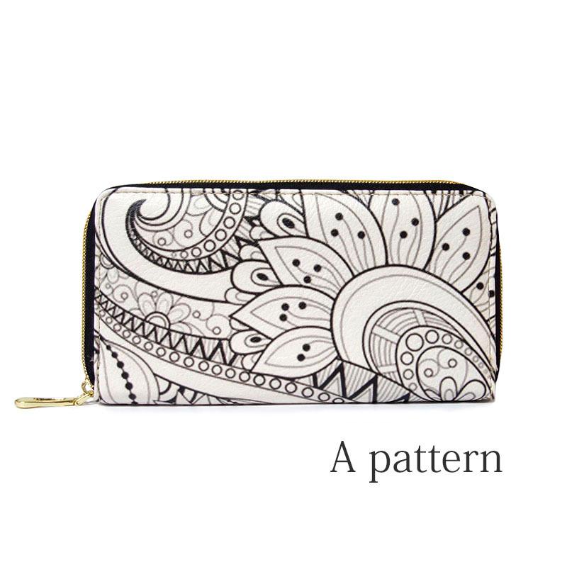 財布 レディース 長財布 ラウンドファスナー ロングウォレット 植物 花柄 防水 幾何学模様 Aパターン |  | 08