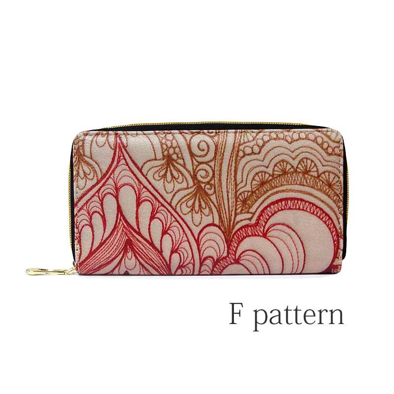 財布 レディース 長財布 ラウンドファスナー ロングウォレット 植物 花柄 防水 幾何学模様 Fパターン |  | 08