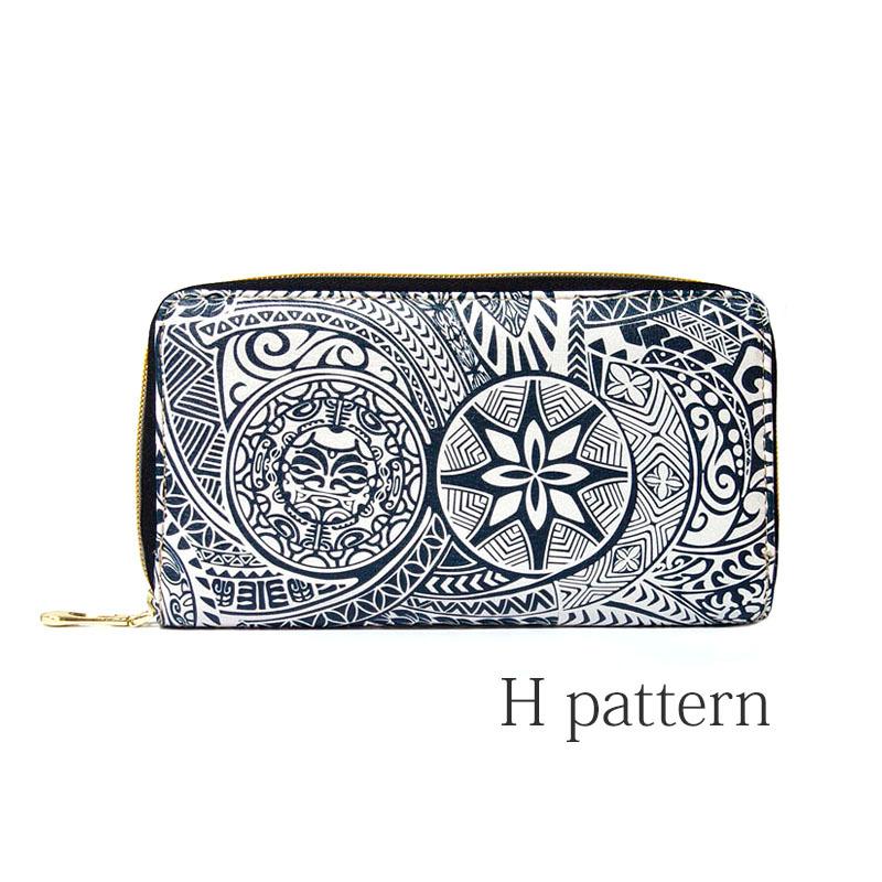 財布 レディース 長財布 ラウンドファスナー ロングウォレット 植物 花柄 防水 幾何学模様 Hパターン |  | 08