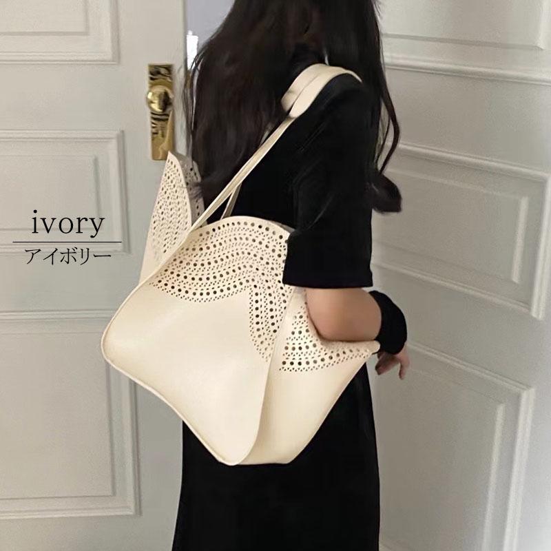 トートバッグ レディース 大きめ 軽量 パンチング 合成皮革 ショルダーバッグ ポーチ付き 手提げ 通勤 肩掛け |  | 09