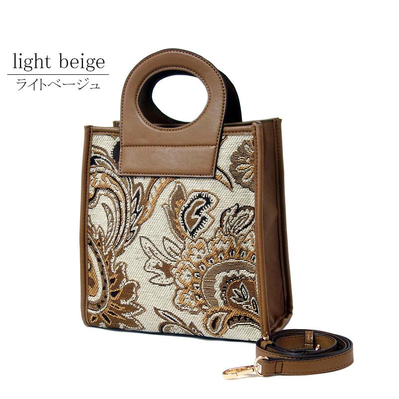 ショルダーバッグ ジャガード織 2WAY トートバッグ レディース ペイズリー くり手 ハンドル 軽量 きれいめ |  | 13