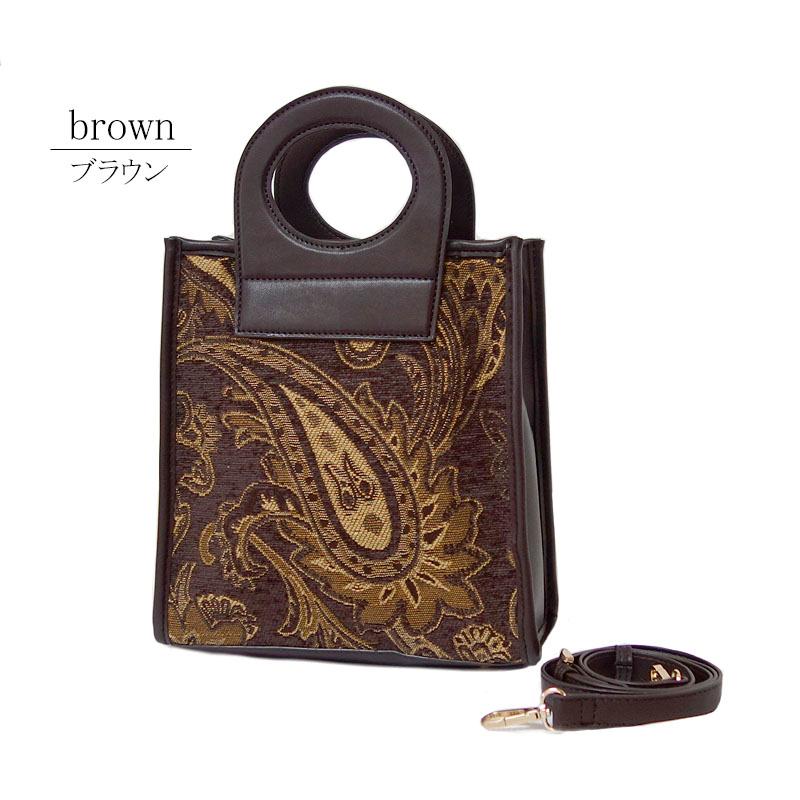 ショルダーバッグ ジャガード織 2WAY トートバッグ レディース ペイズリー くり手 ハンドル 軽量 きれいめ |  | 14