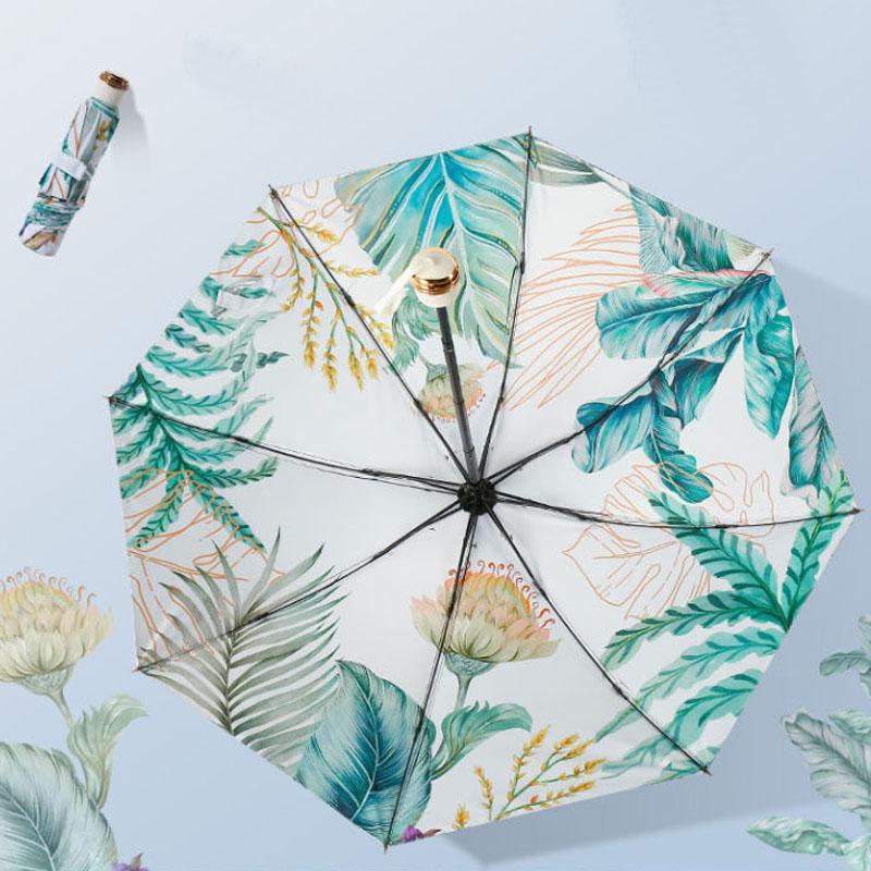 日傘 折りたたみ 晴雨兼用 コンパクト 完全遮光 バナナリーフ 花柄 雨傘 レディース 軽量 variety umbrella |  | 02