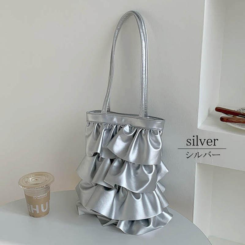 フリル トートバッグ レディース ショルダーバッグ 肩掛け 手提げ 軽量 縦型 ツヤ レトロ |  | 10