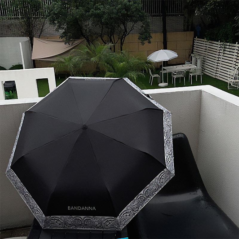 美品 バンダナ柄日傘 ペイズリー 晴雨兼用傘 ブルー 日傘
