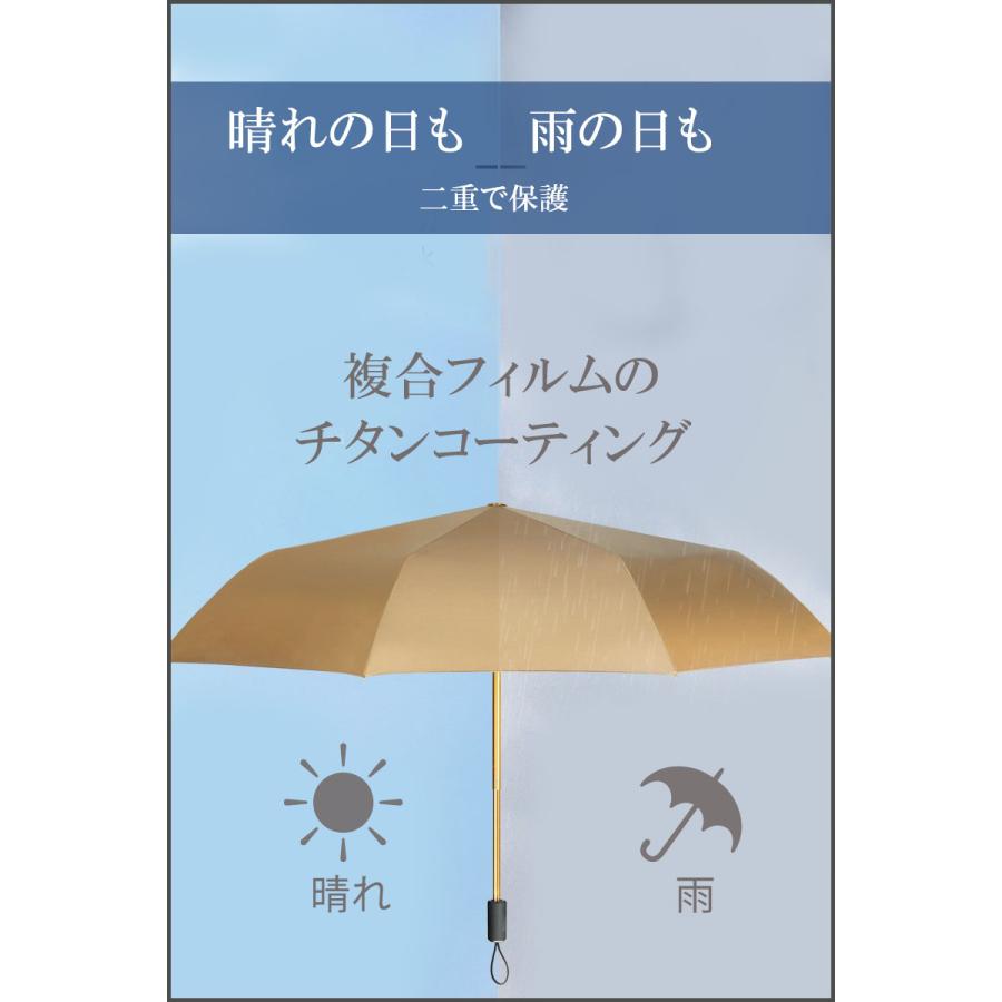 日傘 折りたたみ 晴雨兼用 完全遮光 レディース コンパクト 撥水 遮熱 デイリー ボタニカル柄 ゴールド 軽量 umbrella |  | 05