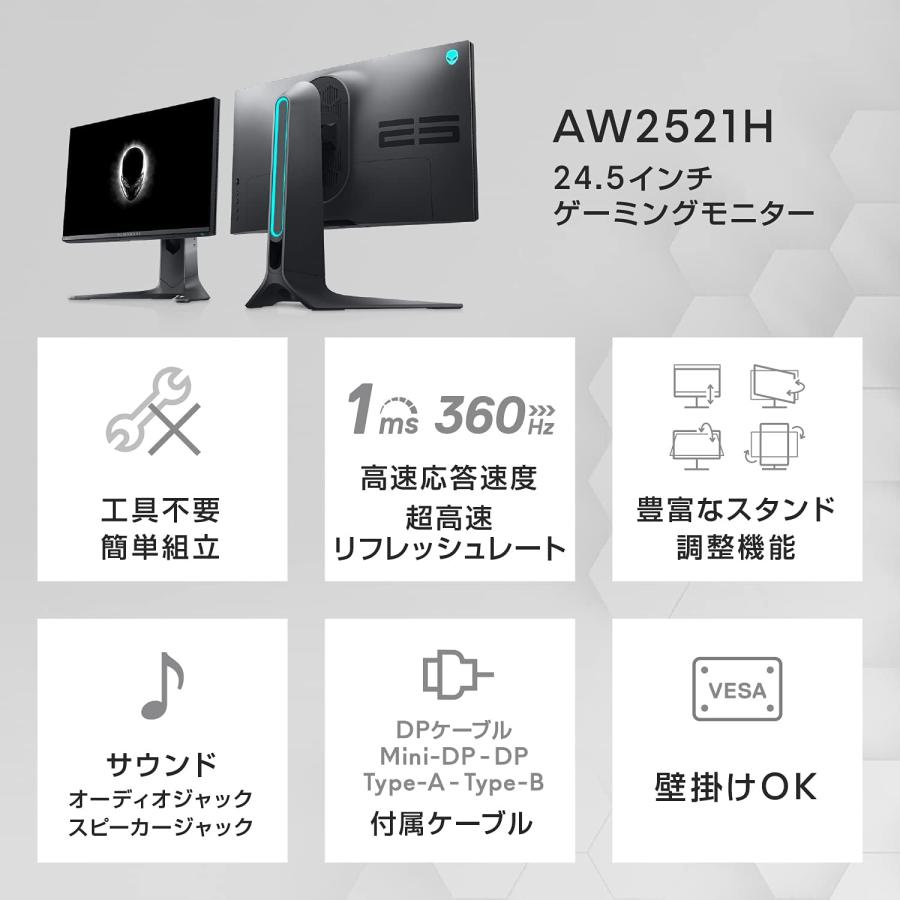 ALIENWARE DELL Alienware ゲーミングモニター 24.5インチ AW2521H FPS