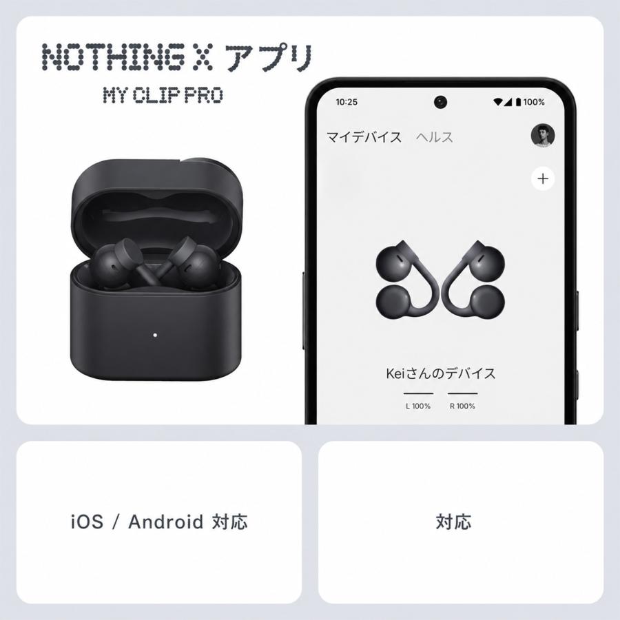【新発売】 CMF by NOTHING Clip Pro ハイレゾ対応 ワイヤレスイヤホン オープンイヤー Bluetooth 5.4 LDAC 最大32.5時間再生 軽量6.5g IP54 マルチポイント | Nothing | 19