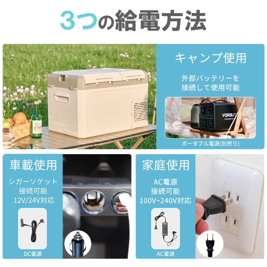 ONE STEP 車載冷蔵庫 25l 小型 24v ポータブル冷蔵庫 2室 ポータブル