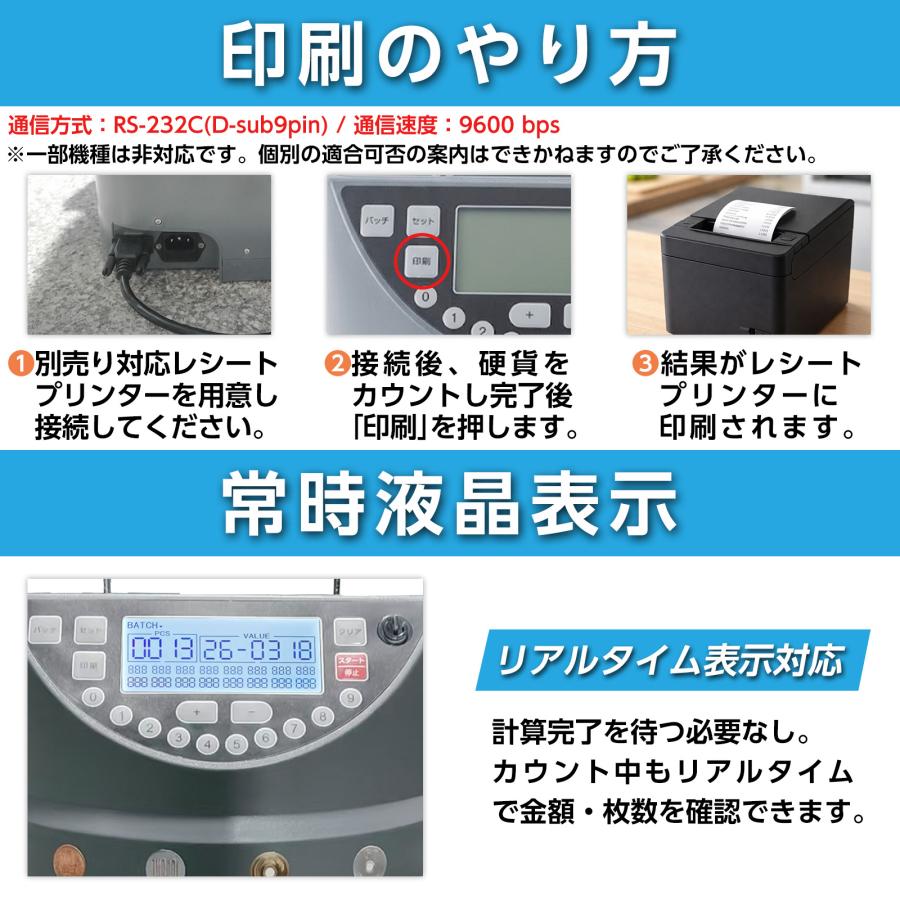 コインカウンター 自動 マネーカウンター ポータブル 硬貨 計数機 電動 高速 計算機 選別機 コインソーター | ONE STEP | 10