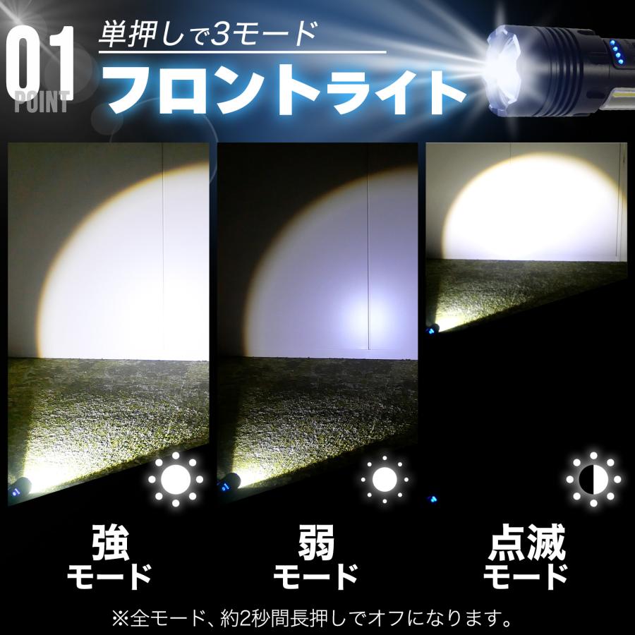 懐中電灯 LED 小型 ハンディライト 充電式 電池式 フラッシュライト 防水 強力 高輝度 タクティカルライト | ONE STEP | 03