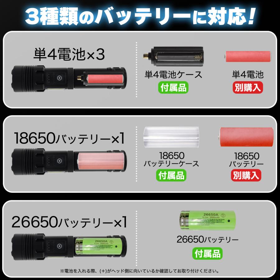 懐中電灯 LED 小型 ハンディライト 充電式 電池式 フラッシュライト 防水 強力 高輝度 タクティカルライト | ONE STEP | 09