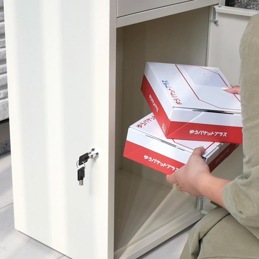 宅配ボックス 戸建 大型 防水 屋外 2段 後付け ポスト一体型 大容量 郵便受け ポスト付き 置き型 おしゃれ | ONE STEP | 20