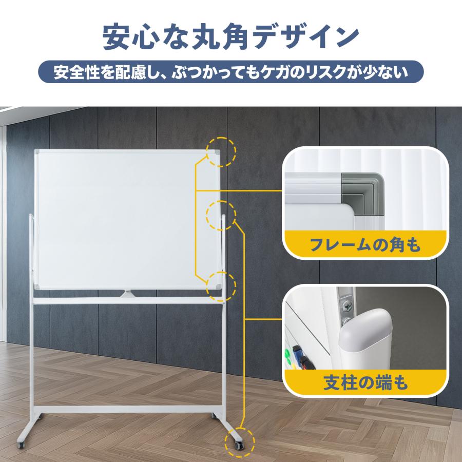 ONE STEP ホワイトボード 1200×900 脚付き 両面 回転式 スチール