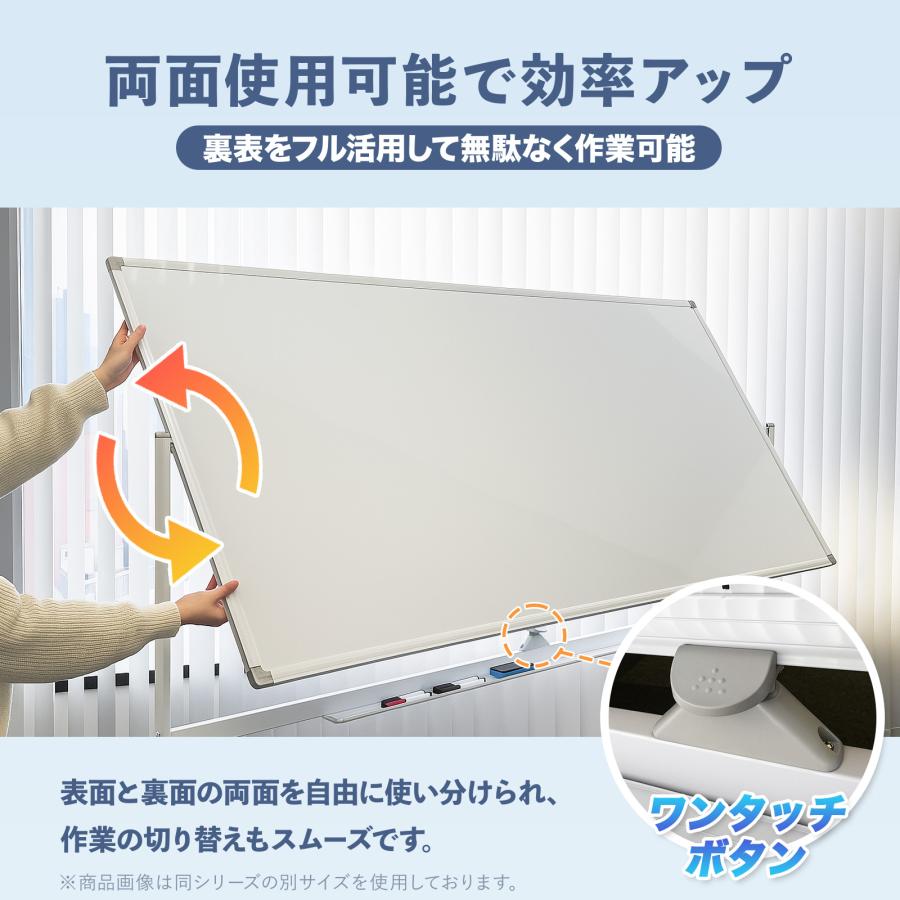 ONE STEP ホワイトボード 1200×900 脚付き 両面 回転式 スチール