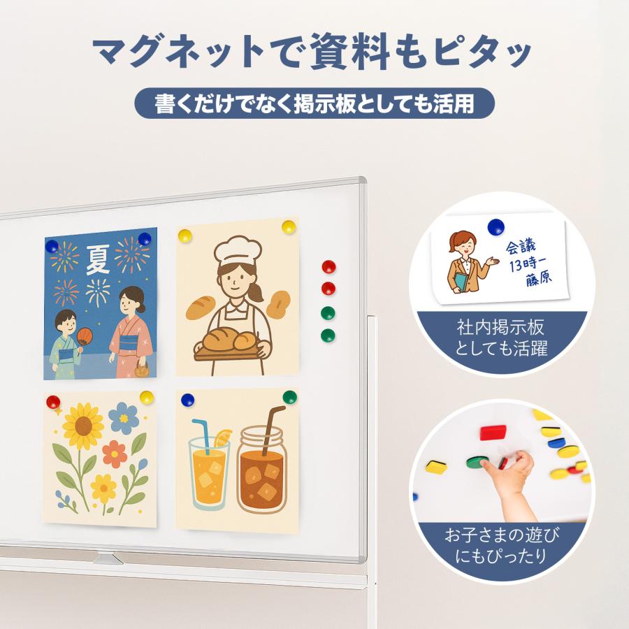 ONE STEP ホワイトボード 1200×900 脚付き 両面 回転式 スチール