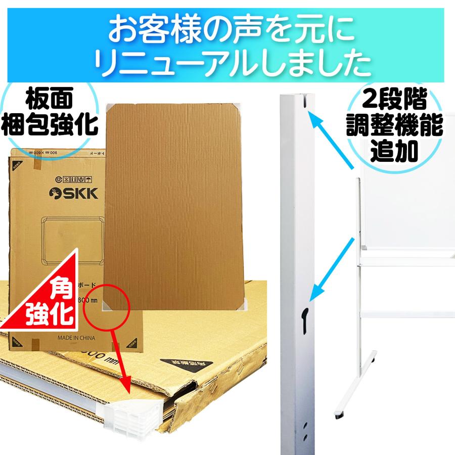 【新品】ホワイトボード 1800×900 脚付 両面 回転式 オフィス 家庭用 SKK ホワイトボード 1800×900 脚付き 両面 回転式 スチール キャスター