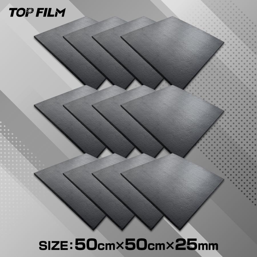 ジムマット ゴムマット トレーニングマット 大判 50×50cm 厚さ 25mm 2.5cm ゴムフロアマット 防音 衝撃吸収 12枚 | TOP FILM