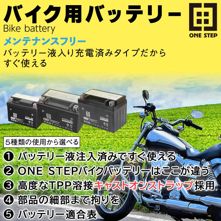 ONE STEP バイクバッテリー バイク用バッテリー ytx9-bs バイク