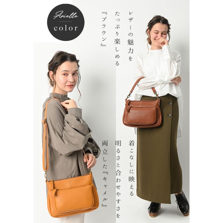 極美品✨ノートルファボリ 牛革 2way ショルダーバッグ キャメル シボ革 NOTRE FAVORI（ノートルファボリ） ショルダーバッグ 本革 軽い 山羊革