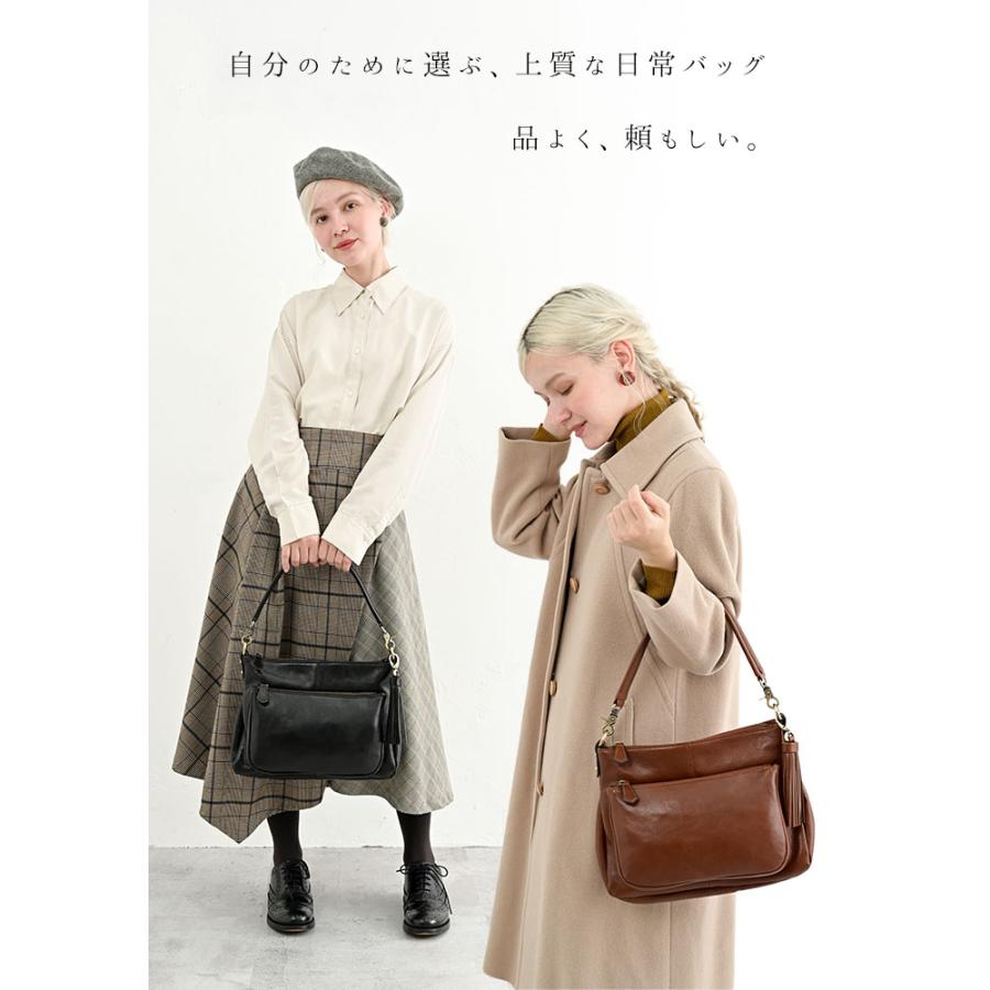 レディース本革ハンドバッグ　2way ショルダーバッグ　ブラウン　TOGOレザー NOTRE FAVORI（ノートルファボリ） ショルダーバッグ レディース 斜