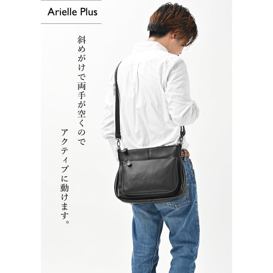 NOTRE FAVORI メンズ 本革 ショルダーバッグ 斜めがけ 通勤 ビジネス 