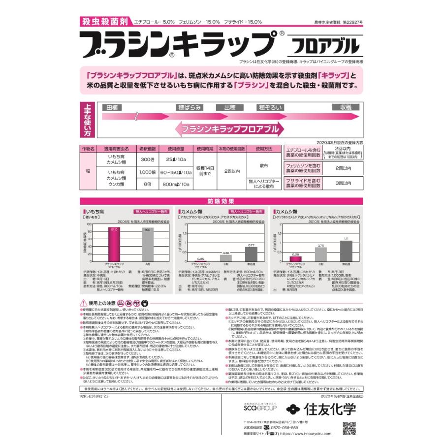 殺虫殺菌剤 ブラシンキラップフロアブル 500ml×20本 水稲用殺虫殺菌剤_2