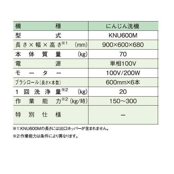 共立　人参洗機　KNU600M　人参　野菜洗い機　溜め洗い　洗い機　洗浄機　野菜　にんじん　野菜洗浄