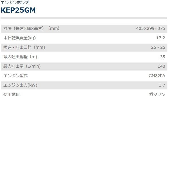 共立　エンジンポンプ　KEP25GM　灌水ポンプ　ガソリンエンジン　水揚げ　ポンプ