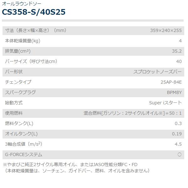 ヤマビコ 共立 チェンソー CS358-S/40S25 チェーンソー/オール ヤマビコ 共立 チェンソー CS358-S/40S25 チェーンソー/オール