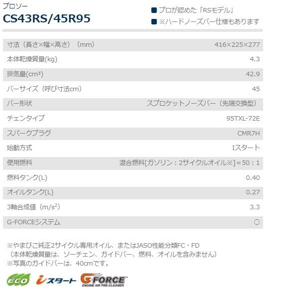 共立　チェンソー　CS43RS/45R95　チェーンソー/プロソー/のこぎり/ノコギリ/丸太/枝木/剪定/間伐/枝きり/枝切り/枝打ち/枝払い｜noukigu｜03