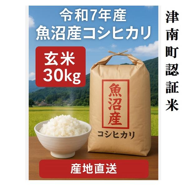 魚沼産コシヒカリ（津南町認証米） 玄米30kg 令和7年産/1等/米/玄米