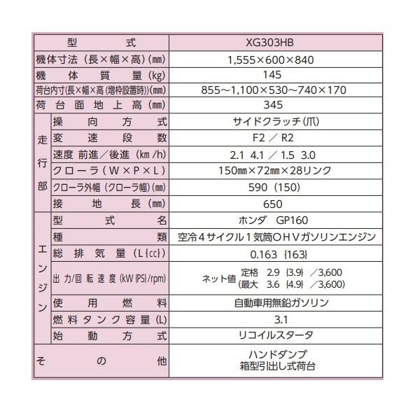 アテックス　小型クローラ運搬車　XG303HB　運搬車/運搬/クローラ/クローラー/ミニクローラ/ミニクラス/ハンドダンプ/300kg/指クラッチ/カゴ｜noukigu｜04