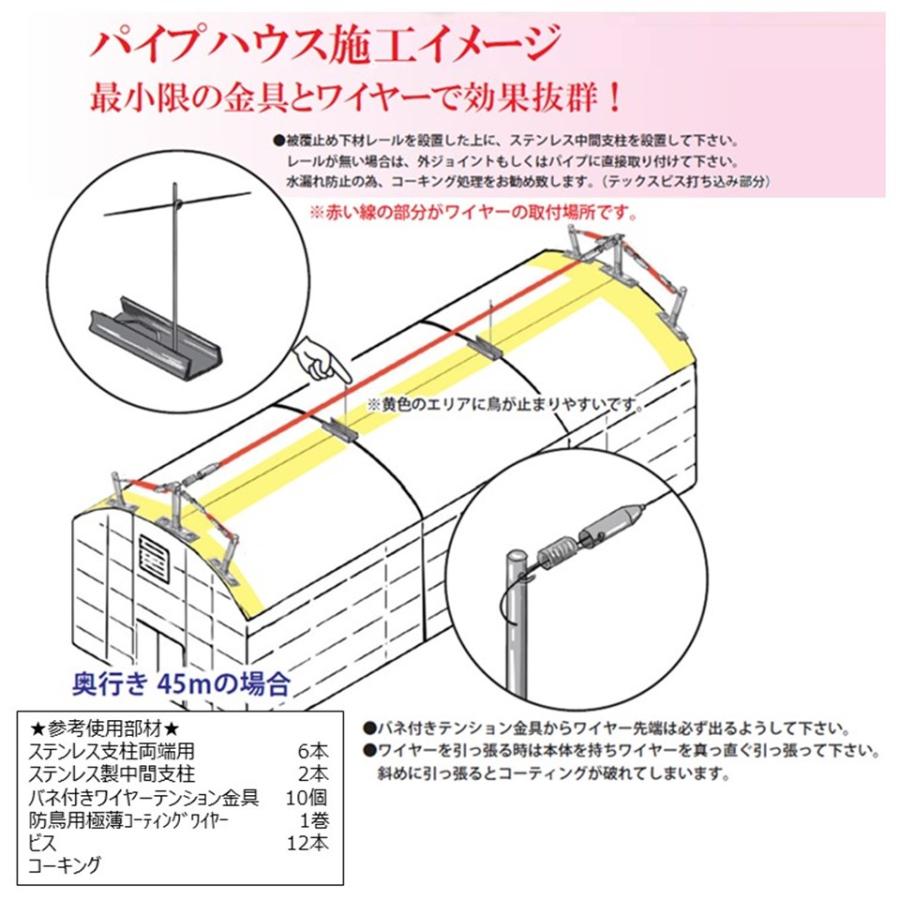 防鳥資材 バネ付きワイヤーテンション金具 鳥よけワンタッチ