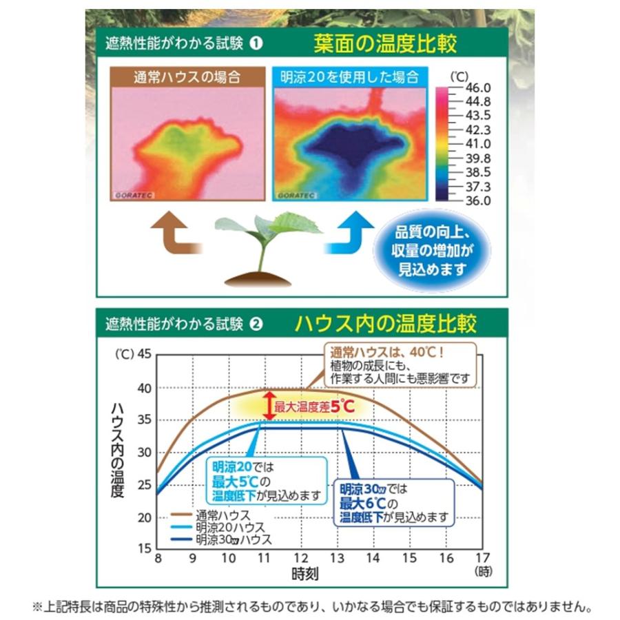 【メーカー直送品】明涼20 遮光率20％ 5.45ｍ幅 白色 メイリョウ 希望長さ(m)を数量に入力 ハトメ付 遮光 遮熱 農業用 ビニールハウス用 トマト キュウリ ナス｜noupo｜11