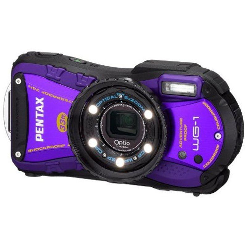 憧れ 防水デジタルカメラOptio PENTAX WG-1パープル 超解像 10ｍ防水 CALSモード 光学5倍 広角28mm 約1400万画素 コンパクトデジタルカメラ