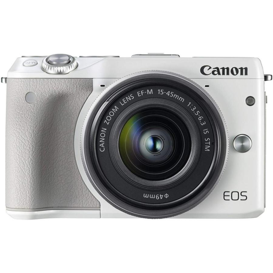 【お試し価格！】 キヤノン Canon EOS M3 レンズキット ホワイト   EOSM3WH-1545ISSTMLK SDカード付き <プレゼント包装承ります> ミラーレス一眼カメラ