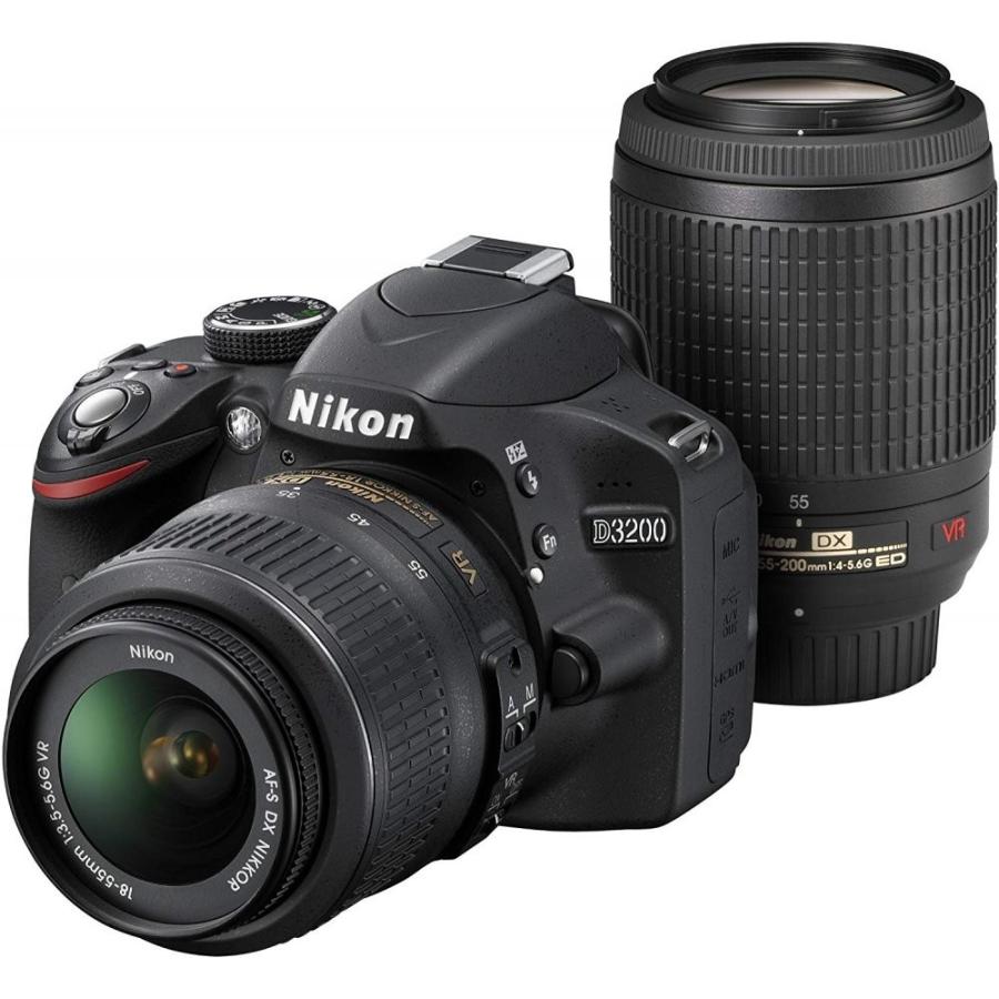 Nikon D3200 ダブルズームキット BLACK 16GB SDカード付き-