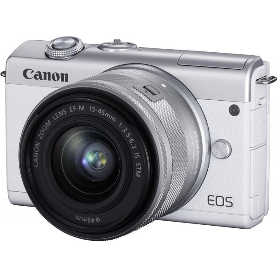 ほぼ未使用 CANON キヤノンEOS M200 レンズキット ホワイト 毎日持ち歩きたくなる お手頃価格の小型軽量ミラーレス「キヤノン EOS