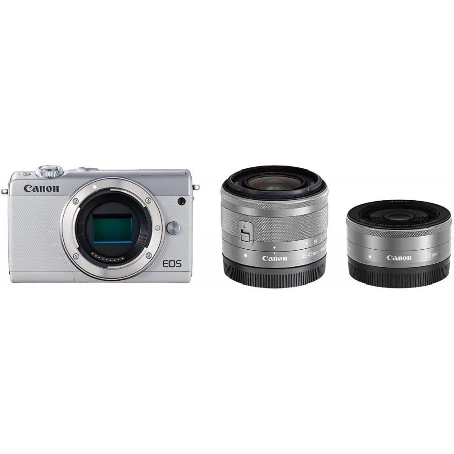 【美品】 Canon EOS M100 レンズキット ホワイト【動作確認済】 キヤノン（Canon） Canon EOS M100 ダブルレンズキット ホワイト 良品