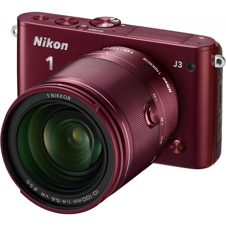 ニコン Nikon ミラーレス一眼 ニコン Nikon 1 J3 小型10倍ズームキット1 NIKKOR VR 10-100mm f/4-5.6付属 レッド N1J310ZKRD