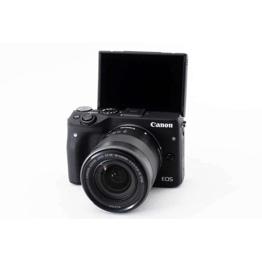 【極美品】Canon EOS M3 レンズキット Wi-Fi搭載 キヤノン Canon EOS M3 ブラック レンズキット Wi-Fiでストラップ付き