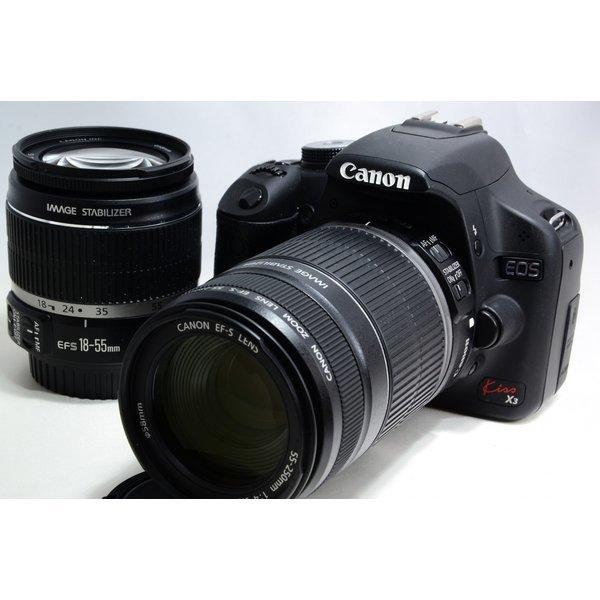 Canon EOS Kiss X3 ダブルレンズセット ブラック 美品 SDカード ストラップ付 動作確認済み 1ヶ月保証付 初心者向け